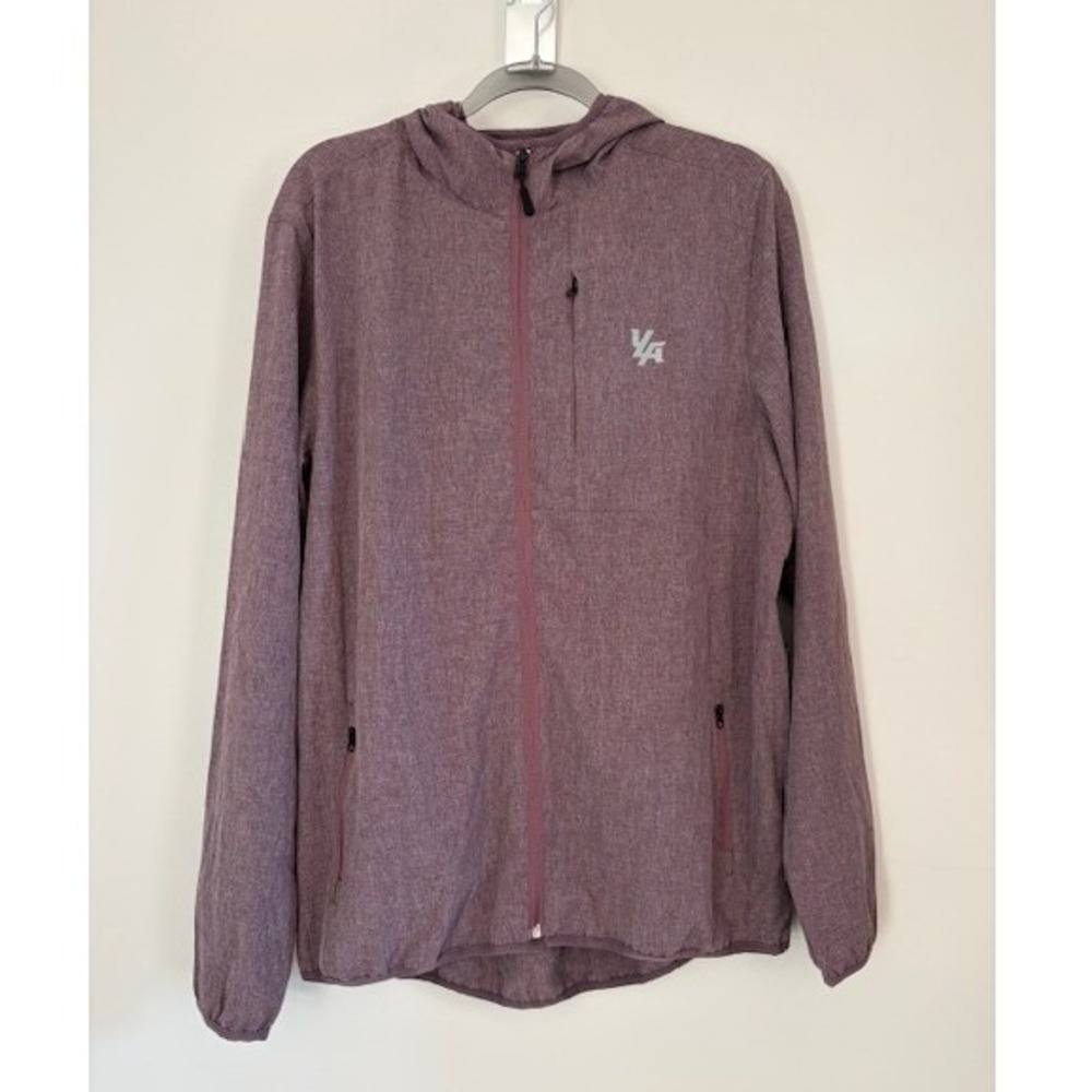 YoungLA‎ Mens XL Full Zip Hooded Windbreaker Jacket Heathered Purple Activewear